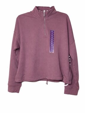 Calvin Klein Women’s Long Sleeve 1/2 Zip Pullover Crop Logo Sweatshirt